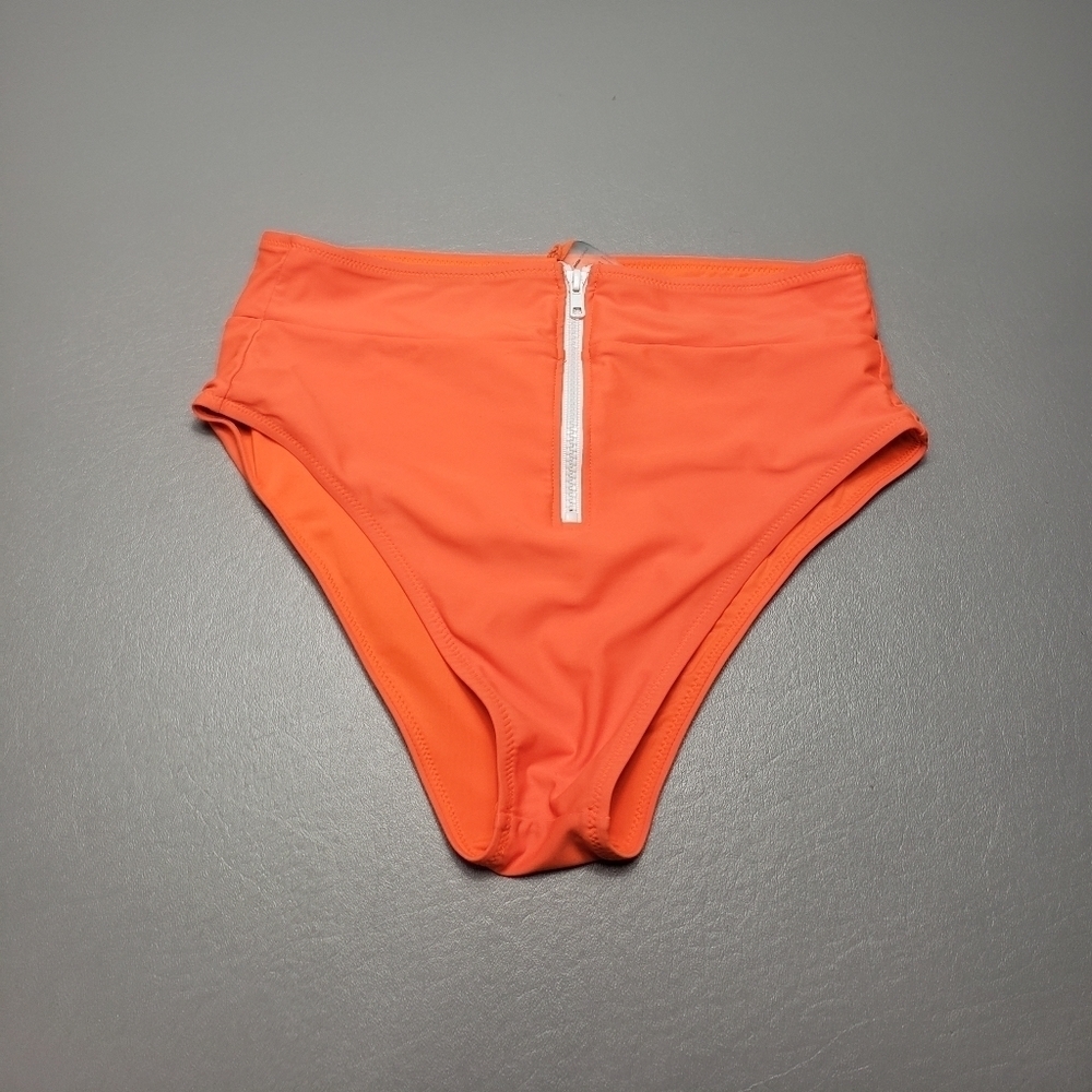 fashion nova orange zipper high waist bikini bottom women's size large